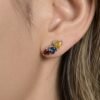 3 Aretes Corazón Tricolor
